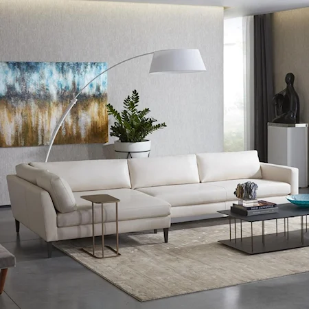 Contemporary Petite Track Arm Sofa with Wide Chaise
